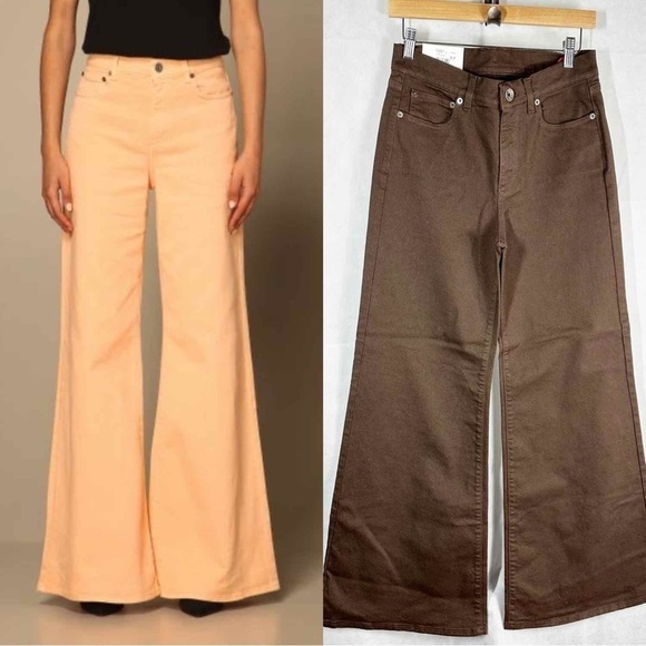 Eleventy High Rise Wide Leg Flare Pants Size US 2 Chocolate Brown - Picture 3 of 12